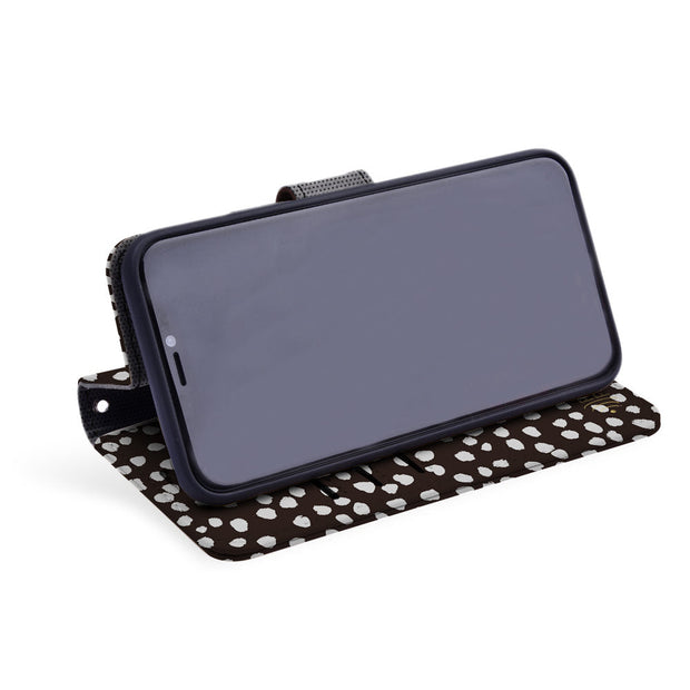 Black with Polkadots- SafeSleeve Detachable phone case for iPhone 12 Mini with radiation blocking technology