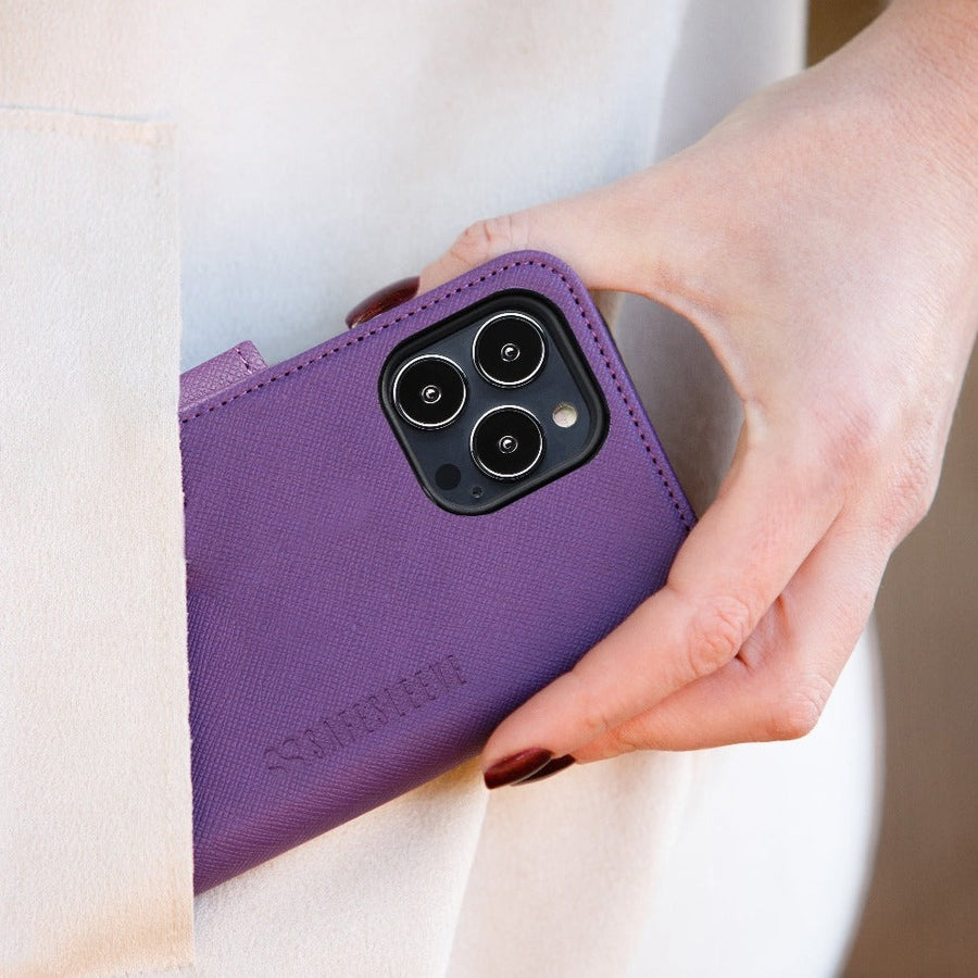 [all] SafeSleeve Detachable for iPhone 15 Series (15, 15 Plus, 15 Pro, 15 Pro Max) - Color: Carbon Black, Navy, Cranberry, Wintergreen, Beige, Leather - Tan, Leopard, White Marble, Eggplant - iPhone Model: iPhone 15, iPhone 15 Plus, iPhone 15 Pro, iPhone 15 Pro