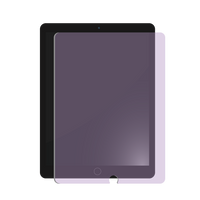 Blue light blocking screen protector for iPad 10.2, 8th and 9th generation, shown layered over an iPad device.