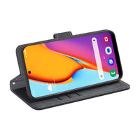 Black protective case with detachable cover for Samsung Galaxy S25, S25 Plus, and S25 Ultra, shown on a smartphone screen.