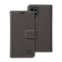 Brown textured detachable SafeSleeve phone case for Samsung Galaxy S25, S25 Plus, and S25 Ultra with a magnetic flap.