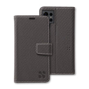 SafeSleeve detachable case for Samsung Galaxy S25 series, featuring a textured gray exterior and magnetic closure.