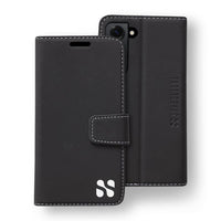 Black SafeSleeve case for Samsung Galaxy S24, S24 Plus, and S24 Ultra, featuring a sleek design and magnetic closure.