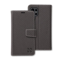 SafeSleeve detachable phone case for Samsung Galaxy S25, S25 Plus, and S25 Ultra with textured fabric design and secure closure.