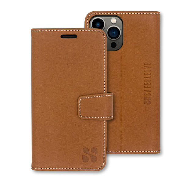 SafeSleeve Detachable for iPhone 14 Series (14, 14 Plus, 14 Pro, 14 Pro Max) Color: Leather - Tan