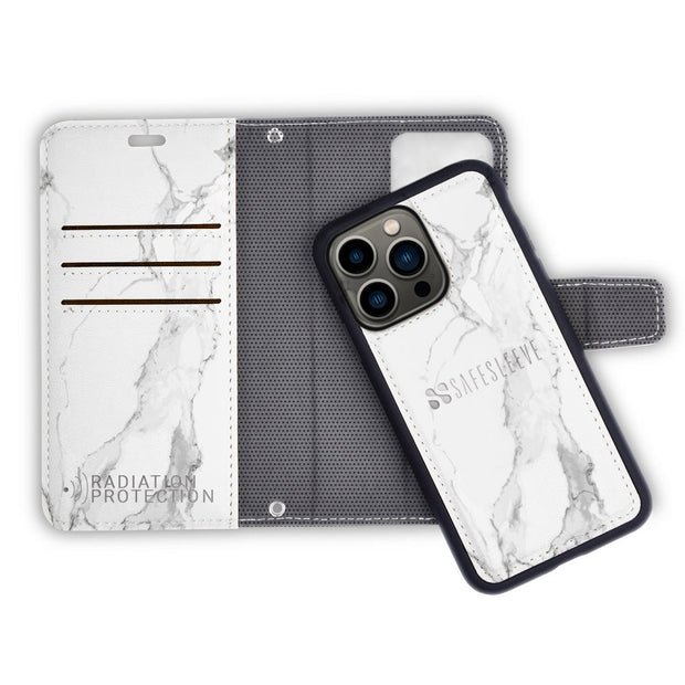 SafeSleeve Detachable for iPhone 15 Series (15, 15 Plus, 15 Pro, 15 Pro Max) - Color: Carbon Black, Navy, Cranberry, Wintergreen, Beige, Leather - Tan, Leopard, White Marble, Eggplant - iPhone Model: iPhone 15, iPhone 15 Plus, iPhone 15 Pro, iPhone 15 Pro
