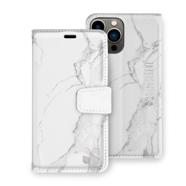 SafeSleeve Detachable for iPhone 14 Series (14, 14 Plus, 14 Pro, 14 Pro Max) Color: White Marble