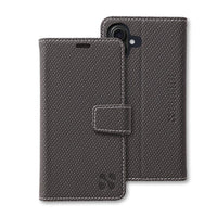 SafeSleeve detachable case for iPhone 16 series, featuring a textured gray design and secure closure for protection.