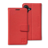 Red SafeSleeve case for iPhone 16 Series featuring a sleek design and magnetic closure for protection and style.