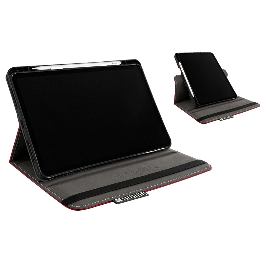 EMF radiation blocking iPad case for 10th and 11th generation models, featuring a stand and protective cover in black and gray.