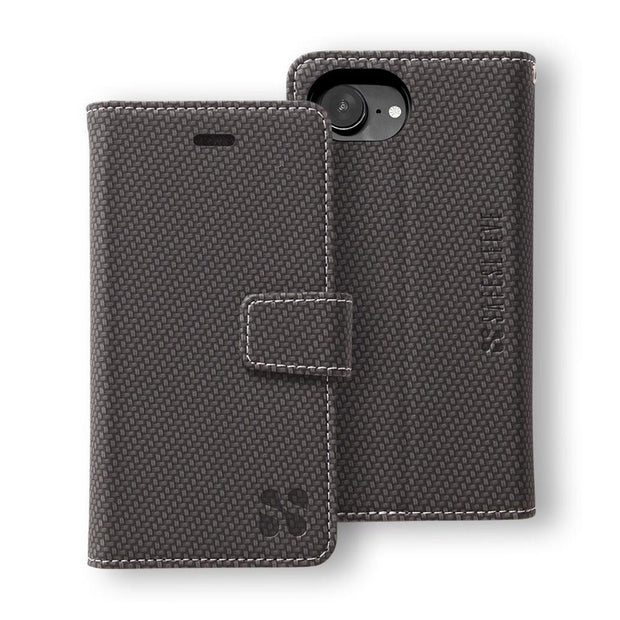 SafeSleeve detachable case for iPhone 16 series, featuring a textured gray exterior and secure closure.