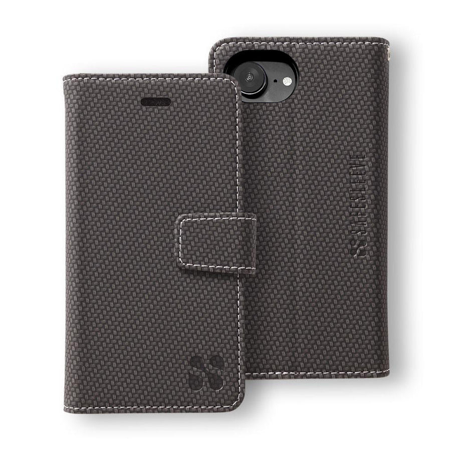 SafeSleeve detachable case for iPhone 16 series, featuring a textured gray exterior and secure closure.