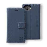 SafeSleeve Detachable case for iPhone 16 Series, featuring a sleek blue design with a magnetic closure and camera cutout.