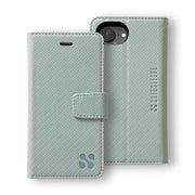 SafeSleeve Detachable case for iPhone 16 Series in light blue, featuring a textured design and secure closure.