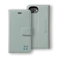 SafeSleeve Detachable case for iPhone 16 Series in light blue, featuring a textured design and secure closure.