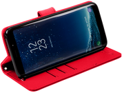 red Samsung Galaxy S9 anti-radiation and RFID blocking wallet case with stand