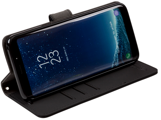 Samsung Galaxy S8 RFID blocking wallet turns into a stand