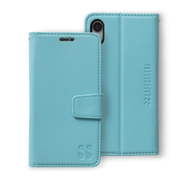 turquoise iPhone XR (10 R) anti-radiation and RFID blocking wallet case