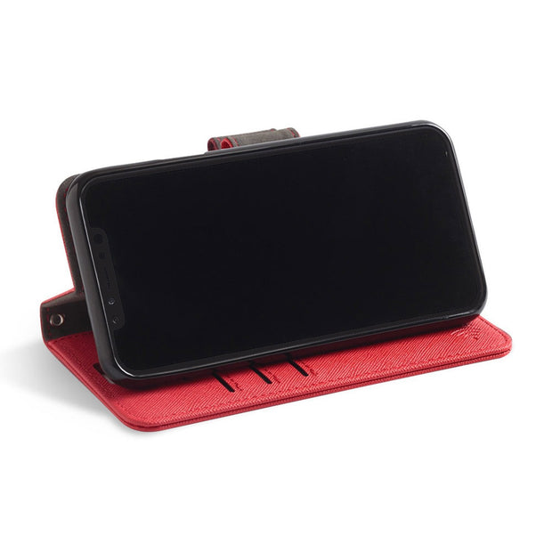 Red SafeSleeve iPhone 11 Pro Wallet Case with stand