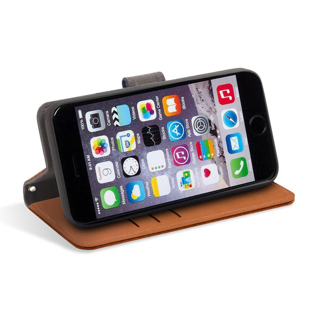 Brown  iPhone 6, 6s, 7 & 8 Wallet Case With Stand