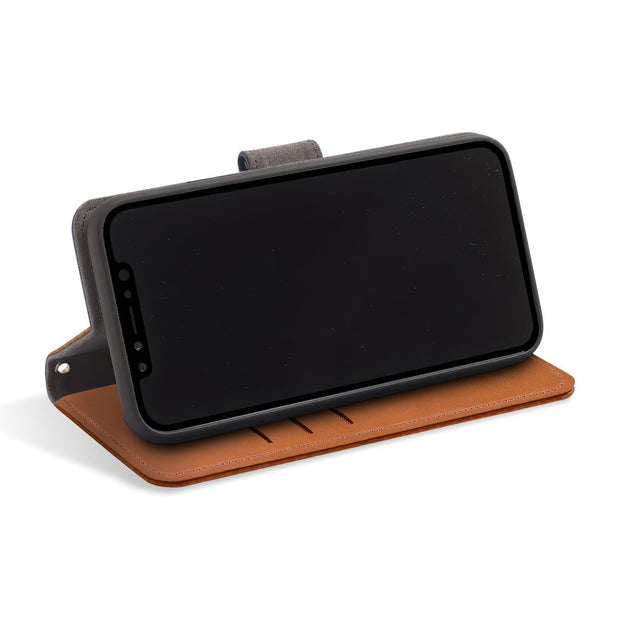Brown iPhone 11 Pro MAX RFID blocking wallet with stand