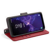 Red RFID blocking wallet with convertible stand