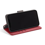 Red iPhone 11 with RFID blocking wallet and convertible stand