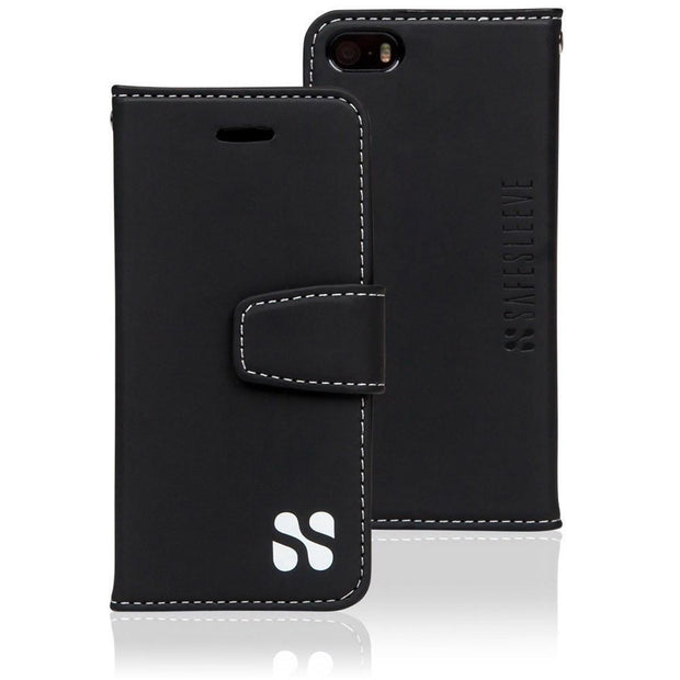black iPhone SE, 5, and 5s anti-radiation wallet case