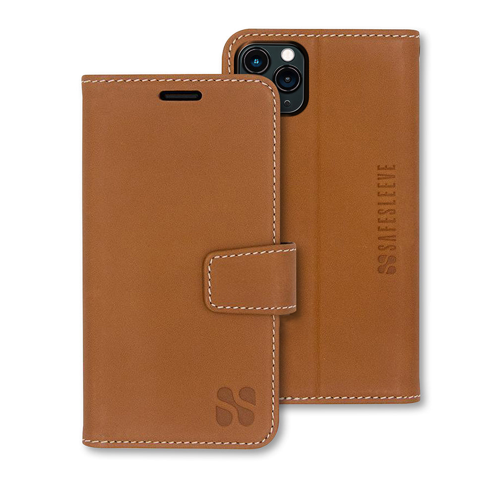 SafeSleeve emf Protection Anti Radiation iPhone Case: iPhone 12 and iPhone 12 Pro rfid emf Blocking wallet Cell Phone Case (leather)