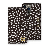 Black with Polkadots- SafeSleeve Detachable phone case for iPhone 12 Mini with radiation blocking technology