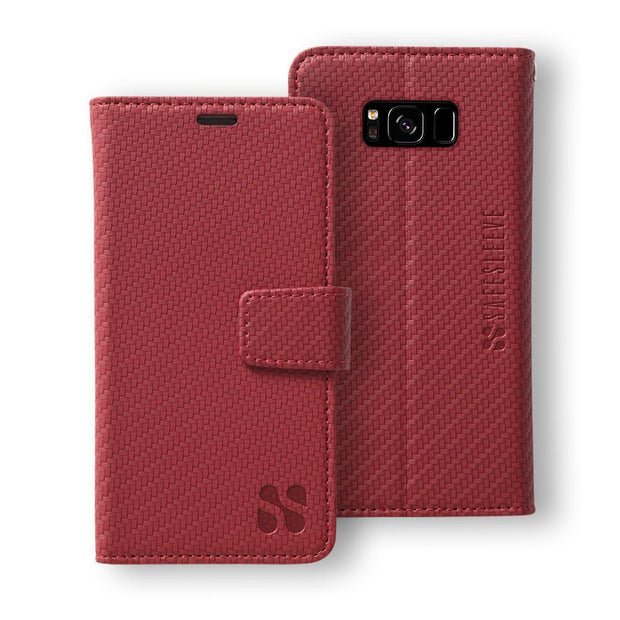 Red Samsung Galaxy S8 Anti-Radiation and RFID Blocking Detachable Wallet Case