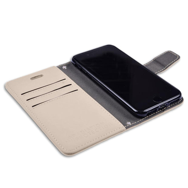 beige iPhone 6/6s, 7 & 8 RFID blocking wallet case