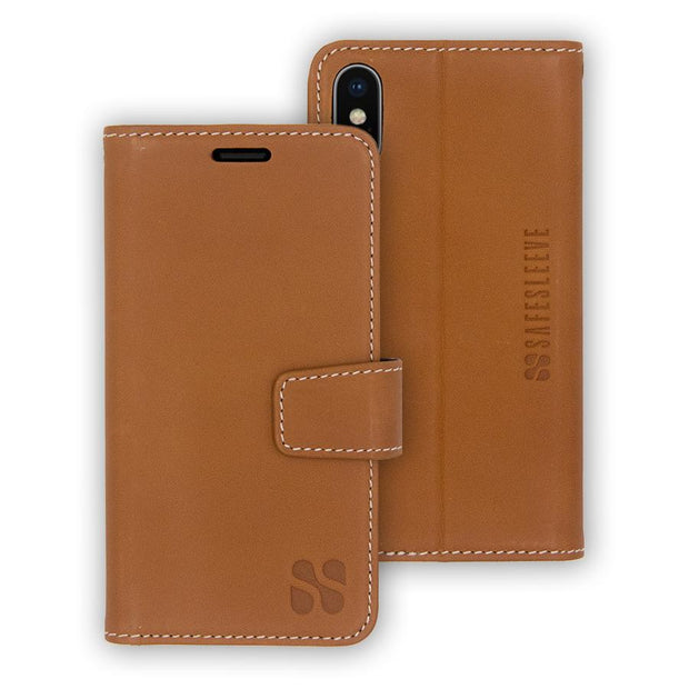 brown  anti-radiation and RFID blocking wallet case for iPhone Xs Max (10s Max)