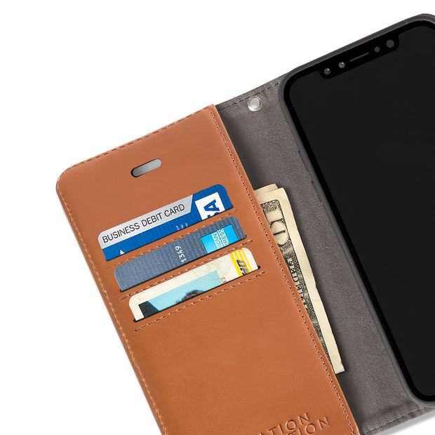 Brown RFID blocking wallet case for iPhone X/Xs (10/10s)