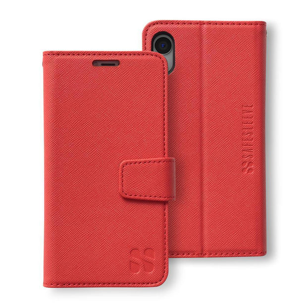 red anti-radiation and RFID blocking wallet case for iPhone XR (10 R)
