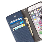 Blue Anti-Radiation Detachable Wallet Case for iPhone SE & 5/5s