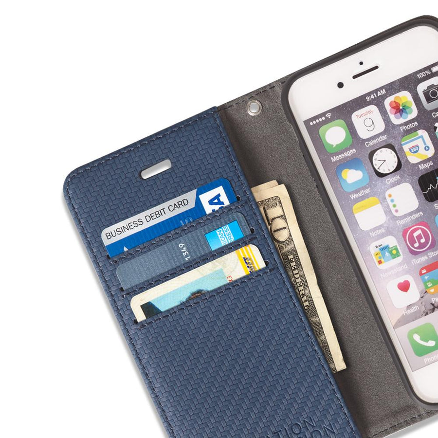Blue Anti-Radiation Detachable Wallet Case for iPhone SE & 5/5s
